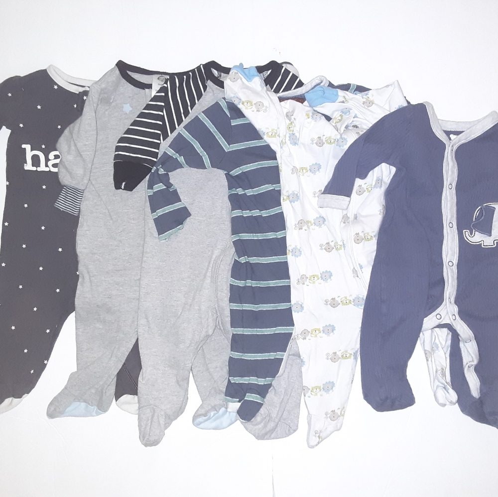 Lot of 13 baby boy footies 0-6months clothes